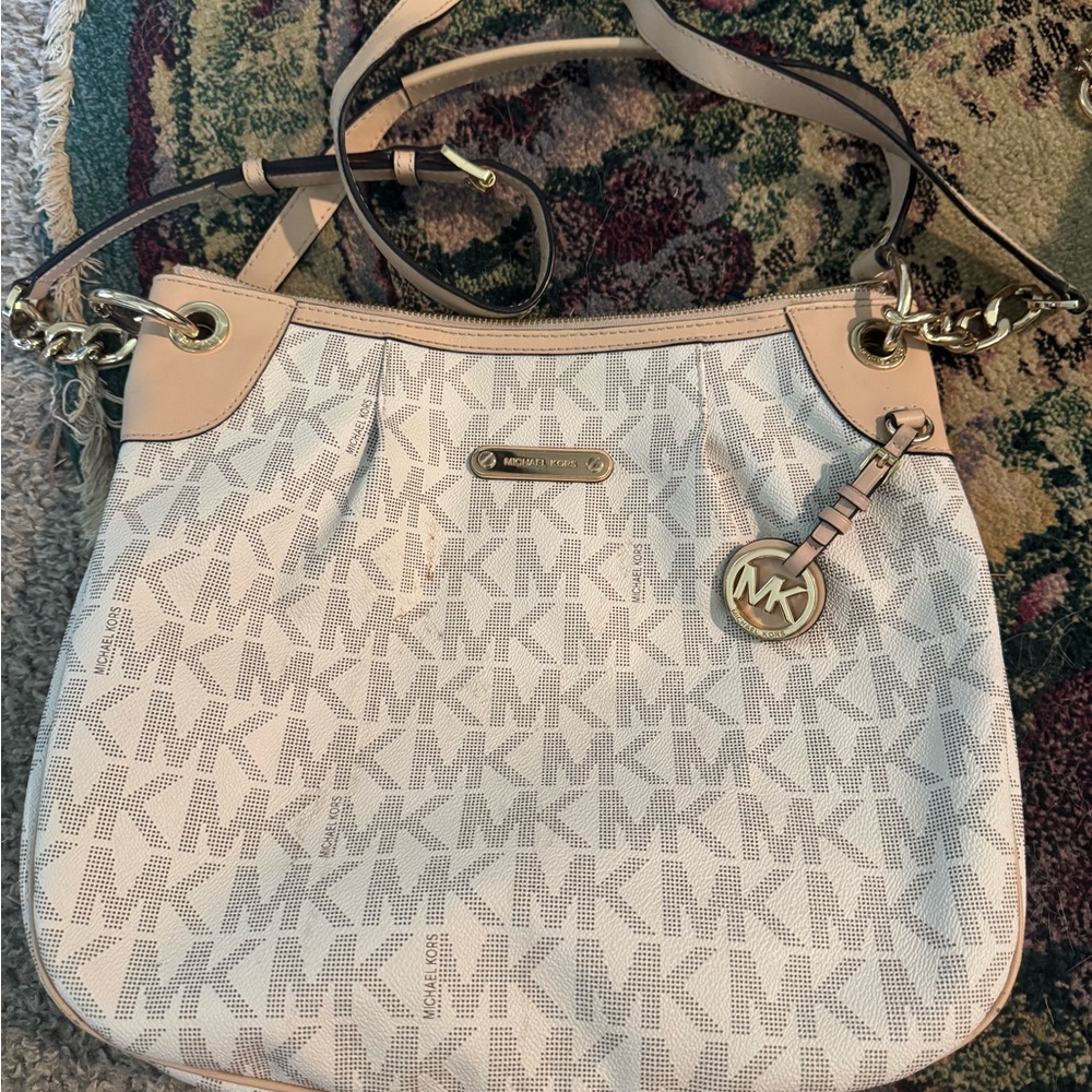 Michael Kors Cream and Tan Shoulder Bag